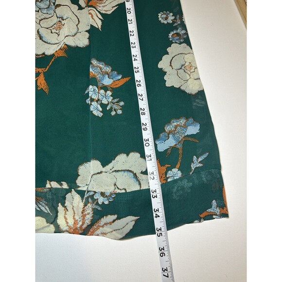 New York & Co‎ Eva Mendes Green Floral 3/4 Sheer Sleeve Dress Women's MEDIUM - Picture 10 of 12